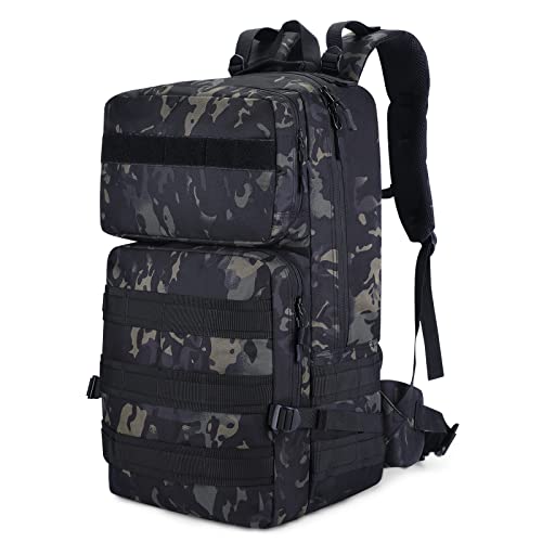 HUNTVP 55L Taktisch Rucksack Militärisch Wanderrucksack MOLLE Trekkingrucksack Wasserdicht Bundeswehr Bergsteigertasche XXL Military Armee Backpack Große Kapazität, Camo von HUNTVP