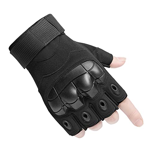 HUNTVP Fahrradhandschuhe, fingerlose Handschuhe, Sprots, Halbfinger-Arbeitshandschuhe für Motorrad, Camping, Wandern, Fitnessstudio, Herren, Outdoor-Sport, Arbeitshandschuhe (Schwarz, XL) von HUNTVP