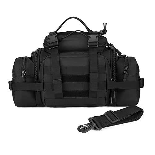 Huntvp Taktisch Hüfttasche Molle 3Way Gürteltasche wasserdichte Bauchtasche Tactical Crossbody Multifunktional Waistbag Bumbag Militär für Laufen Camping Wandern Trekking - Schwarz von HUNTVP