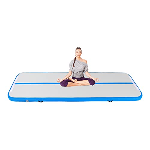 Aufblasbare Gymnastikmatte, 1x3m Trainingsmatte Tumbling Matte mit Elektrischer Luftpumpe für Zuhause, Outdoor,Yoga, Übungsgymnastik (Blau) von HUSPOO