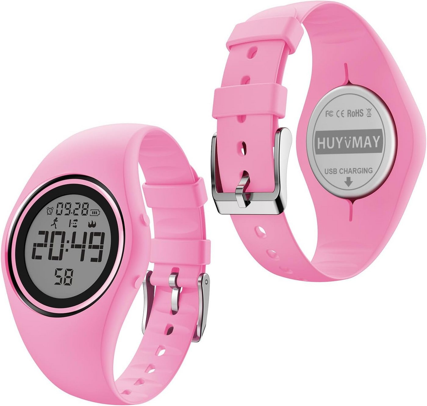 HUYVMAY für Damen & Kinder mit Fitness Tracker Schrittzähler IP68 Wasserdicht Watch, Mit Kalorienrechner Distanzzähler Schrittzähler Timer 2 Wecker Sport von HUYVMAY