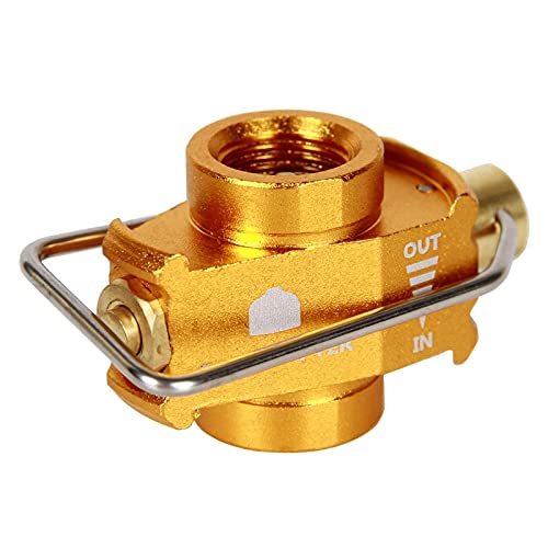 HVVENTY Camping Gas Saver Plus Gaskonverter Shifter Nachfüllflasche Flacher Tank Umwandlungsadapter Camping Gas Adapter Ventil, Golden von HVVENTY