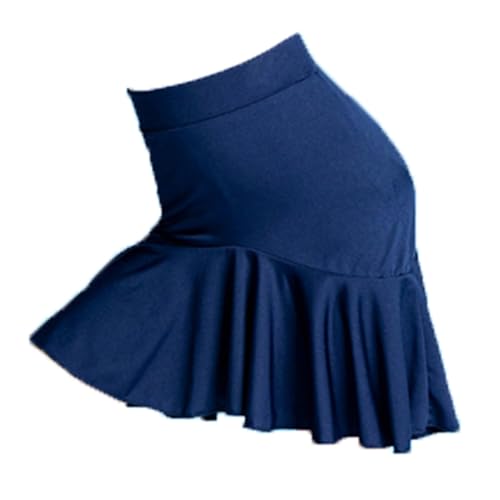 HWBZSZY Kinder Mädchen Latin Tanz Rock, hohe Taille Tanz Übung Kleidung, Unregelmäßiges Kleid, Kinder Ballsaal Salsa Tango tragen Rumba Samba Cha Cha Tango Party Swing Rock,Blau,150 von HWBZSZY