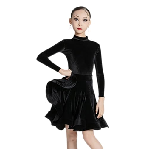 HWBZSZY Samt Langarm Latin Tanzkleid Für Mädchen Kinder Herbst Und Winter Ballsaal Tango Salsa Tanzbekleidung Bühne Performance Wettbewerb Übung Rock,Schwarz,140 HWBZSZY Samt Langarm Latin Tanzkleid Für Mädchen Kinder Herbst Und Winter Ballsaal Tango Salsa Tanzbekleidung Bühne Performance Wettbewerb Übung Rock,Schwarz,140 von HWBZSZY