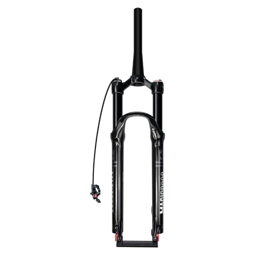 HWEVDHJ 26/27,5/29 Zoll Fahrradfederung Luftgabel QR 9 Mm Mountainbike-Gabel 1/8 Zoll Gerades/konisches Rohr Rückpralleinstellung Romete Lockout Vorderradgabel(Black Tapered,26inch) von HWEVDHJ