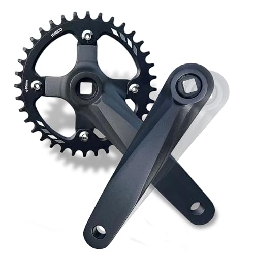 HWEVDHJ Mountainbike-Kurbelgarnitur 152/165/170 MM 104 BCD Konische Fahrrad-Kurbelgarnitur 30T 32T 34T 36T 38T Schmales Breites Kettenblatt Für 7/8/9/10/11/12-Gang-Fahrrad(Black,152m-36T) von HWEVDHJ