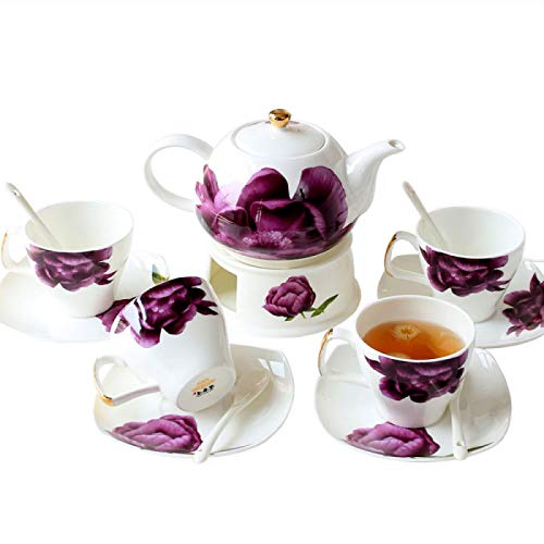 Utility Afternoon Tea Set für Erwachsene Porzellan Teesets Tee-Set mit Teekanne Floral Tee Set Kaffeetasse und Untertasse mit beheiztem Teeofen Teekannen Interessant von HWSY