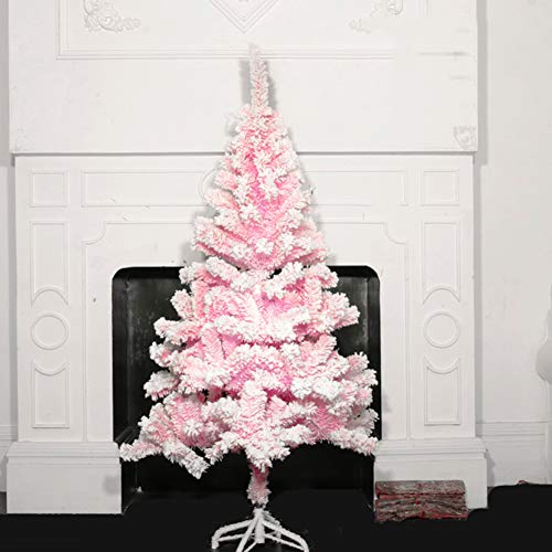 1,9 Fuß schneebeflockter PVC-Weihnachtsdekorations-Weihnachtsbaum, einfach zusammenklappbarer Zweig mit Kunststoffsockel, einfach zu montieren, künstlich, 100 % feuerhemmend, rosa A, 0,6 m (1,9 Fuß) von HXFFXHF