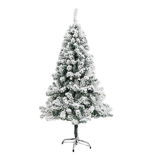 4,9 Fuß Schnee beflockter Weihnachtsdekorationsmaterial PVC-Weihnachtsbaum, künstlich mit Metallständer Einfach zu montierender kahler Baum 100 % feuerhemmende Kiefern-grün D 1,5 m (4,9 Fuß) Das Neue von HXFFXHF