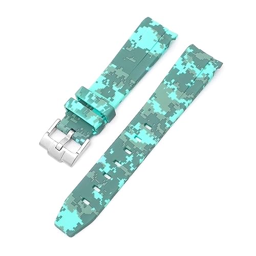 HXFFXHF 20 mm Armband aus Naturfluorid-Kautschuk mit gebogenem Ende, Ersatz für Rolex-Armband, neu, grün, Submariner Explorer 2 Role-Armbänder von HXFFXHF