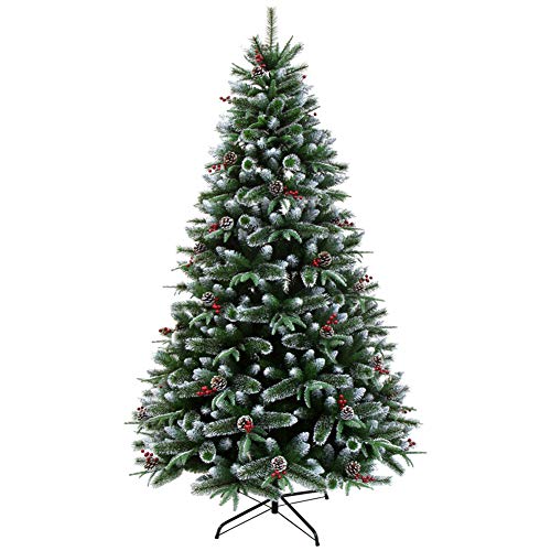 HXFFXHF 4 Fuß vordekorierter alpiner Weihnachtskiefernbaum, aufklappbare PVC-Verschlüsselung mit Tannenzapfen-Weihnachtsbaum-Metallständer dekorierte Bäume - 4 Fuß (120 cm) modisch von HXFFXHF