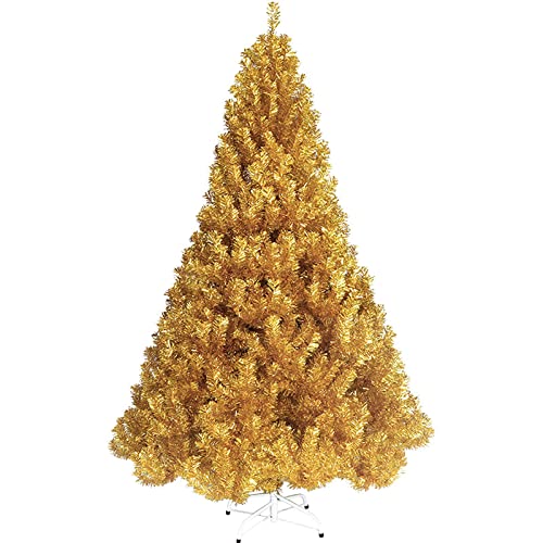 HXFFXHF 6 Fuß Goldener künstlicher Weihnachtsbaum, PVC-Nadel-Weihnachtsbaum und Metallständer, kompletter Weihnachtsbaum (Golden 180 cm (6 Fuß)) (Golden 180 cm (6 Fuß)) von HXFFXHF