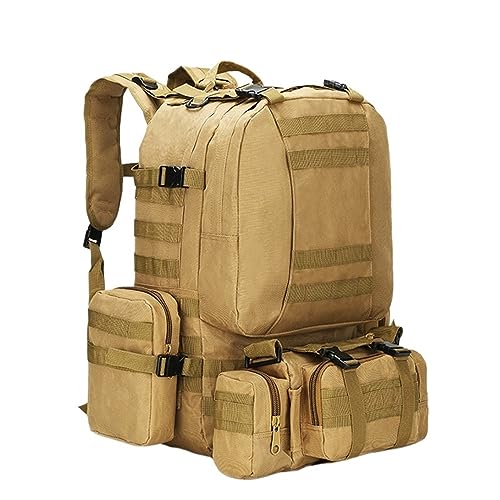 HXFFXHF Camping-Rucksack, 50 l, taktischer Rucksack, Herren-Militärrucksack, Outdoor-Wandern, Klettern, Armee-Rucksack, Camping-Taschen (Messing) von HXFFXHF