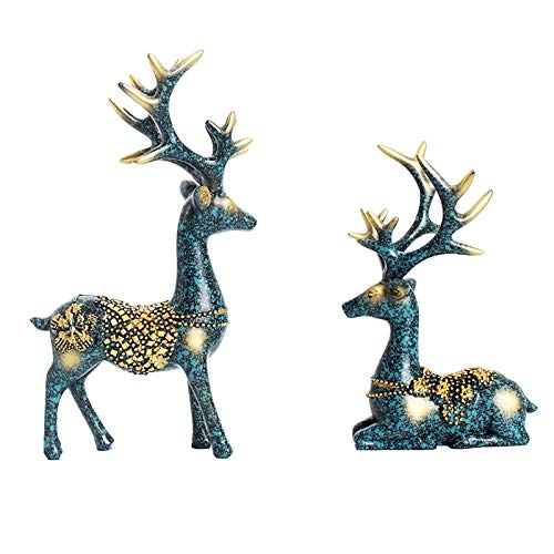 HXFFXHF Europäischen Stil 1 Paar Harz Hirsch Figur Statue Hause Wohnzimmer Dekor Handwerk Skulptur Kreative Geschenke Moderne Desktop Ornament von HXFFXHF