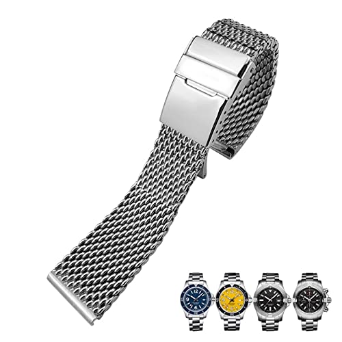 HXFFXHF Für Breitling 316L Massiv Edelstahl Uhrenarmbänder 22mm 24mm Uhrenarmband Armband Vollsilber mit Faltschließe von HXFFXHF