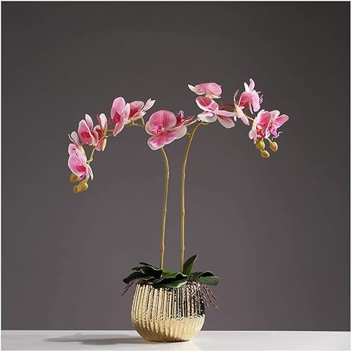 HXFFXHF Künstliche Blume, Elegante künstliche Phalaenopsis-Blumen, Herzstück, künstliche Orchideen, berühren Sich realistische künstliche Orchideen, künstliche Ornamente, schöne Form (Rosa, 9 Stück) von HXFFXHF