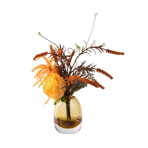 HXFFXHF Künstliche Blumen, Seidenstoff, künstliche Blumen mit Glasvase, Herbst-Serie, Hochzeit, Weihnachten, künstliche Blumen für Zuhause, Wohnzimmer, Dekoration, künstliche Blumen für De von HXFFXHF