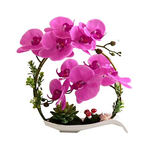 HXFFXHF Künstliche Blumen zur Dekoration, Simulation Bonsai, künstliche Phalaenopsis, künstliche Blume, künstliche Schmetterlings-Orchideenblume mit Keramiktopf für Wohnzimmer, künstliche Blumen von HXFFXHF