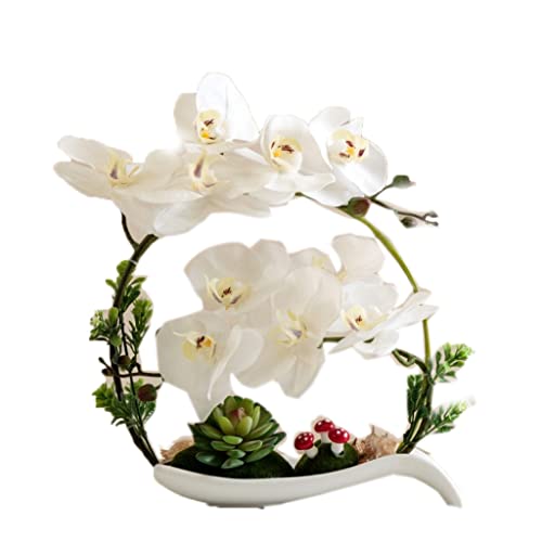 HXFFXHF Künstliche Blumen zur Dekoration, Simulation von Bonsai, künstliche Phalaenopsis, künstliche Blume, künstliche Schmetterlings-Orchideenblume mit Keramiktopf zum Wohnen von HXFFXHF