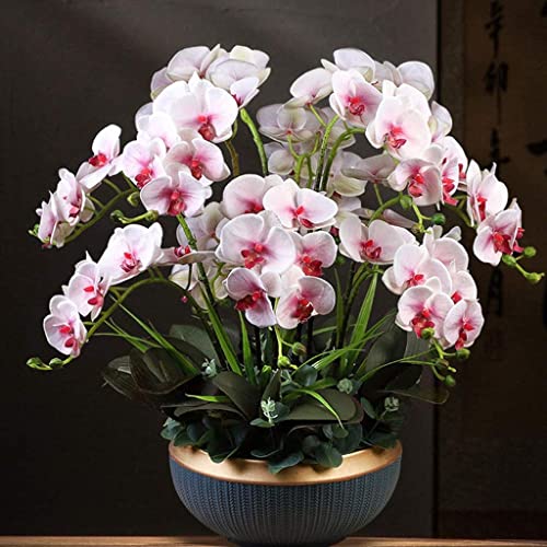 HXFFXHF Künstliche Orchideen, groß, künstliche Orchideen, Blumentopf, künstliche Phalaenopsis-Blumen für Zuhause, Hochzeit, Party, künstliche Blumen, Dekoration, natürliches Aussehen (Dunkelrosa A) von HXFFXHF