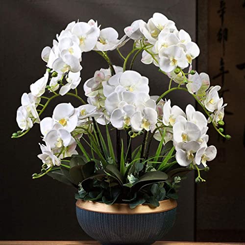 HXFFXHF Künstliche Orchideen, groß, künstliche Orchideen, Blumentopf, künstliche Phalaenopsis-Blumen für Zuhause, Hochzeit, Party, künstliche Blumen, Dekoration, natürliches Aussehen (Dunkelrosa A) von HXFFXHF