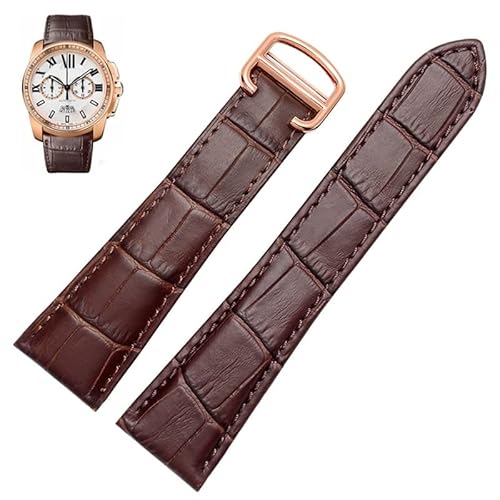 HXFFXHF Uhrenarmband für Cartier Tank Calibre Serie, echtes Leder, mechanische Uhr, Herren und Damen, 20 mm, 22 mm, 23 mm, 25 mm, Uhrenarmband (Farbe: Silbergelb, Größe: 24 mm) von HXFFXHF