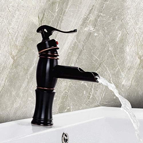 HXFFXHF Wasserhähne Wasserhahn Waschtischarmaturen Schwarz Waschbecken Wasserhahn Wasserfall Badarmaturen Armaturen Deck montiert von HXFFXHF