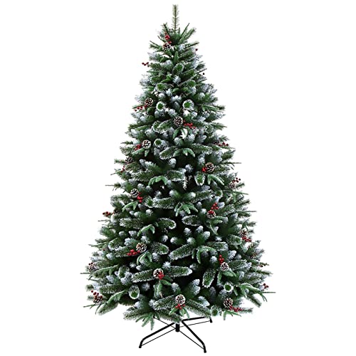 HXFFXHF Weihnachtsbaum, 1,5 m, künstlicher Weihnachtsbaum, Premium-Weihnachtsbaum mit Schneespitze, mit Beeren und Tannenzapfen, Metallständer, für drinnen und draußen, Weihnachtsdekoration (120 cm) von HXFFXHF