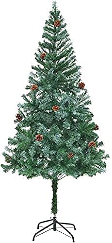 HXFFXHF Weihnachtsbaum, Weihnachtsbaum, künstlicher Baum, unbeleuchteter Weihnachtsbaum, Dekoration, Schnee beflockter Reißverschlussbaum mit Beeren, Tannenzapfen, Metall-Klappständer für von HXFFXHF