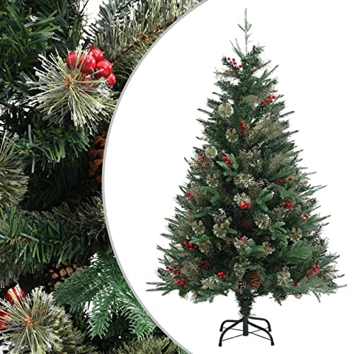 HXFFXHF Weihnachtsbaum Künstlicher Weihnachtsbaum mit Tannenzapfen und Ständer, Weihnachtsdekoration, Grün, 120 cm, PVC und PE. Modisch von HXFFXHF