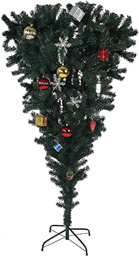 Weihnachtskiefer, massiver Baum mit Metallständer für Außen- und Innendekorationen, 1,5 m, schwarzer umgedrehter künstlicher Weihnachtsbaum, schwarzer umgedrehter Halloween-Baum (2,4 m/8 Fuß) (2,4 von HXFFXHF