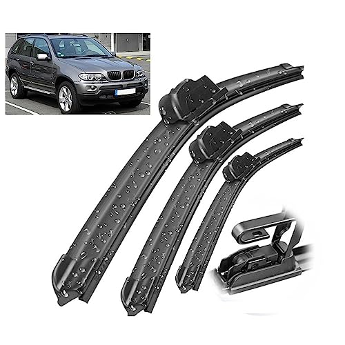 3-teiliges Wischerblatt-Set für vorne und hinten, für BMW X5 E53 2000-2006, Windschutzscheiben-Fensterbürsten 24;22;18; von HXINOA