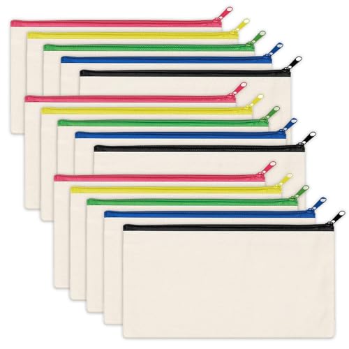 HXSYKJDM 15 Stück DIY Blanko Stoffbeutel, 21 x 12 cm Stoffbeutel zum Bemalen, Federmäppchen zum Bemalen mit Reißverschluss Bunt, Kosmetiktasche zum Bemalen für Kindergeburtstag HXSYKJDM 15 Stück DIY Blanko Stoffbeutel, 21 x 12 cm Stoffbeutel zum Bemalen, Federmäppchen zum Bemalen mit Reißverschluss Bunt, Kosmetiktasche zum Bemalen für Kindergeburtstag von HXSYKJDM