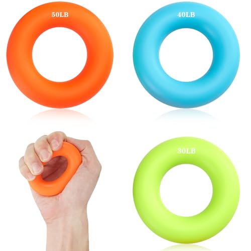 Ring Handgriff Trainer, 3 Stück Handgriffstärker und Trainer Fingertrainer 50LB/40LB/30LB Grifftrainer Ringe für Muskeltraining Sport Fitness, Orange Blau Grün Ring Handgriff Trainer, 3 Stück Handgriffstärker und Trainer Fingertrainer 50LB/40LB/30LB Grifftrainer Ringe für Muskeltraining Sport Fitness, Orange Blau Grün von HXSYKJDM