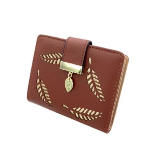 HXT-OAK Damen Geldbörse Frauen Kleine Brieftasche mit Das Design mit aushohlender Blattform,Aus PU-Leder mit blattförmigem Anhänger, mit 5 Kartenfächern und ID Fenster Braun HXT-OAK Damen Geldbörse Frauen Kleine Brieftasche mit Das Design mit aushohlender Blattform,Aus PU-Leder mit blattförmigem Anhänger, mit 5 Kartenfächern und ID Fenster Braun von HXT-OAK