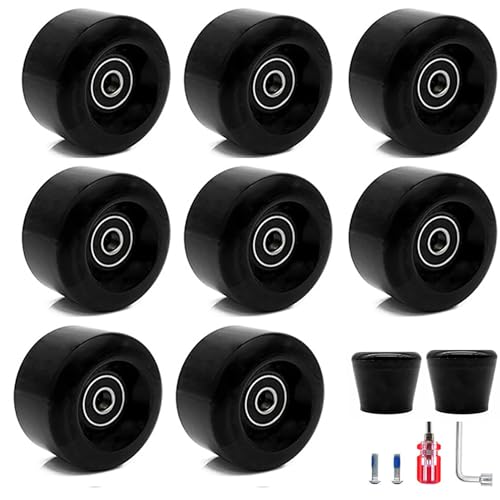 HYBZDKEOP Leuchtend Rollschuhe Räder, Ersatz-Skateboard-Rollen, 8er-Pack, 82A, Roller-Roller(Black) von HYBZDKEOP