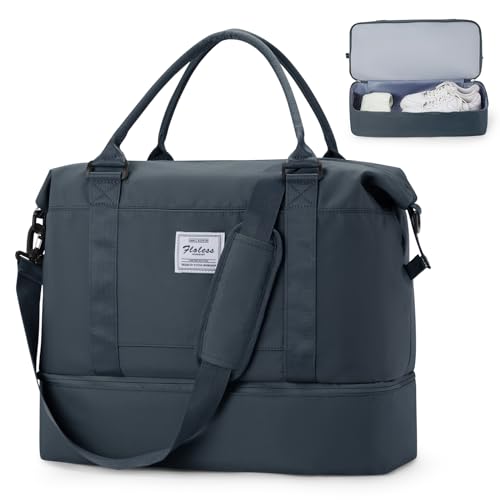 HYC00 Reisetasche Damen Easyjet Handgepäck 45x36x20 Tasche Cabin Bag Handgepäck Tasche 40x20x25 Ryanair für Flugzeug Sporttasche mit Schuhfach Weekender Travel Duffle Bag Fitnesstasche,Schiefergrau von HYC00