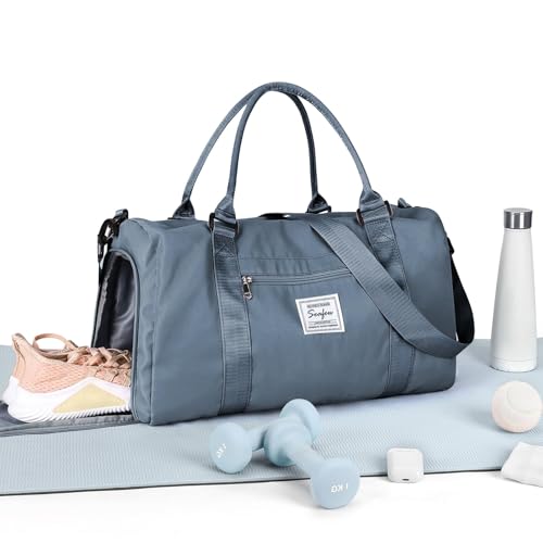 HYC00 Sport Duffel Bag Damen Handgepäck Sporttasche für Damen Herren mit Nassfach & Schuhfach, Reisetasche Damen Weekender Gym Travel Duffel Bags Schwimmtasche Yoga Bag Trainingstasche,Graublau HYC00 Sport Duffel Bag Damen Handgepäck Sporttasche für Damen Herren mit Nassfach & Schuhfach, Reisetasche Damen Weekender Gym Travel Duffel Bags Schwimmtasche Yoga Bag Trainingstasche,Graublau von HYC00