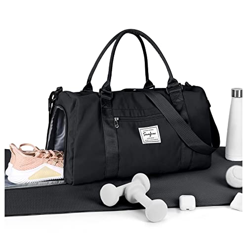 HYC00 Sport Duffel Bag Damen Handgepäck Sporttasche für Damen Herren mit Nassfach & Schuhfach, Reisetasche Damen Weekender Gym Travel Duffel Bags Schwimmtasche Yoga Bag Trainingstasche,Schwarz HYC00 Sport Duffel Bag Damen Handgepäck Sporttasche für Damen Herren mit Nassfach & Schuhfach, Reisetasche Damen Weekender Gym Travel Duffel Bags Schwimmtasche Yoga Bag Trainingstasche,Schwarz von HYC00