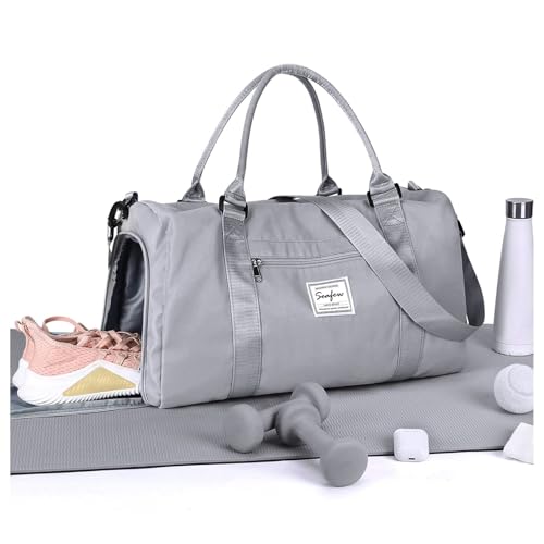 HYC00 Sport Duffel Bag Damen,Handgepäck 45x36x20 für Ryanair Cabin Bags Sporttasche mit Nassfach & Schuhfach Reisetasche Handgepäck Tasche für Easyjet Flugzeug Weekender Bag Schwimmtasche,Grau HYC00 Sport Duffel Bag Damen,Handgepäck 45x36x20 für Ryanair Cabin Bags Sporttasche mit Nassfach & Schuhfach Reisetasche Handgepäck Tasche für Easyjet Flugzeug Weekender Bag Schwimmtasche,Grau von HYC00