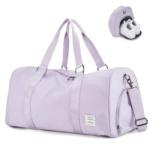 HYC00 Sporttasche Damen Reisetasche Handgepäck Flugzeug Weekender Bag Übernachtungstasche Schwimmtasche mit Nassfach & Schuhfach Trainingstasche Damen Krankenhaustasche Travel Duffle Bag,Helles Lila von HYC00