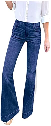 HYCYYFC Schlaghosen Damen Jeans Hosen Stretch Skinny Denim Jeanshose Retro Hohe Taille Flared Pants Schlagjeans Bootcut Jeanshosen Damen Schlaghose bis Übergröße Weites Bein Denim Pants von HYCYYFC