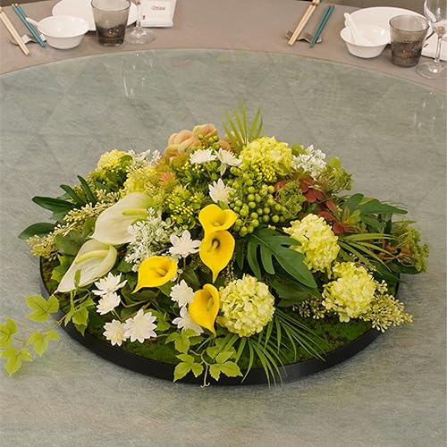 HYGPP Mikro-Landschaft, Restauranttisch, Drehteller, Blumenarrangement, künstliche Blumen, leicht, luxuriös, dekorative Ornamente, 70 cm von HYGPP