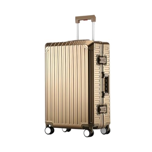 HYHNB Gepäck, Vollaluminium-Magnesiumlegierung, berühmter Aluminium-Reisekoffer, Metall-Trolley, Universalrad, 20-Zoll-Boardingtasche (Color : Titanium Gold, Size : 24 Inches) von HYHNB