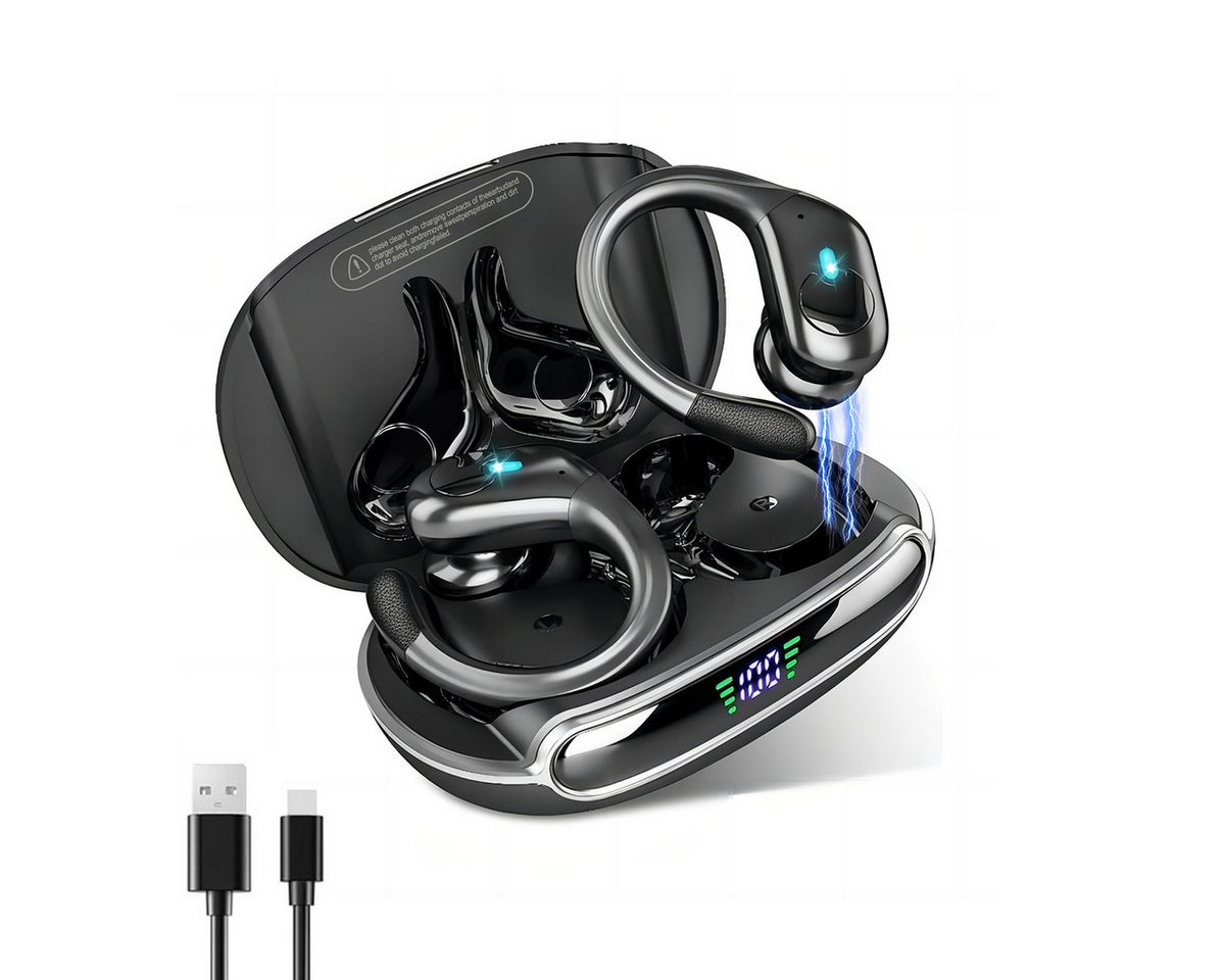 HYIEAR Bluetooth 5.3-Kopfhörer, kabelloser IPX5-Ohrbügeltyp In-Ear-Kopfhörer (Siri, Bluetooth, Regen-und schmutzabweisend, Smart Touch, geringer Stromverbrauch) von HYIEAR