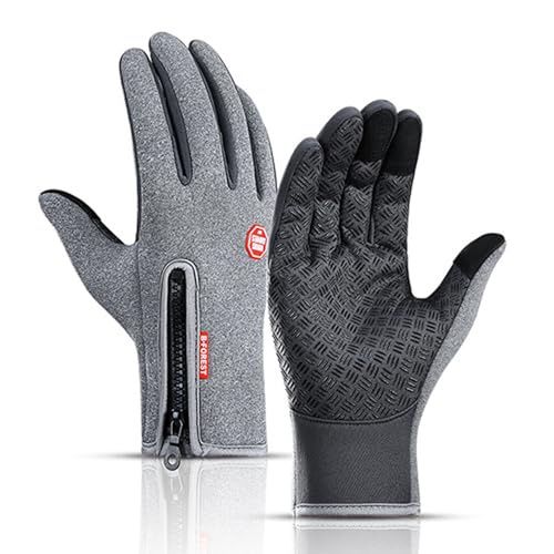 HYLM Frostfit - Thermo Handschuhe, warm, wasserabweisend, Touchscreen-Funktion, für Schnee, Ski, Laufen, Radfahren, Autofahren (A0001-GY, S) von HYLM