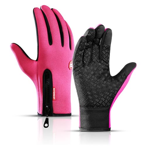 HYLM Frostfit - Thermo Handschuhe, warm, wasserabweisend, Touchscreen-Funktion, für Schnee, Ski, Laufen, Radfahren, Autofahren (A0001-RD, L) von HYLM