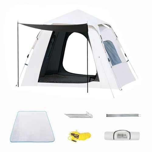 HYPIQQ Camping Zelt 4 Personen Pop Up Zelt Automatisches Instant Schicht Wasserdicht 4 Jahreszeiten Große Wurfzelt & Zeltplanen Mit Bodenmatte Veranda 2 Zeltstangen Kuppelzelt,210x210x140cm von HYPIQQ