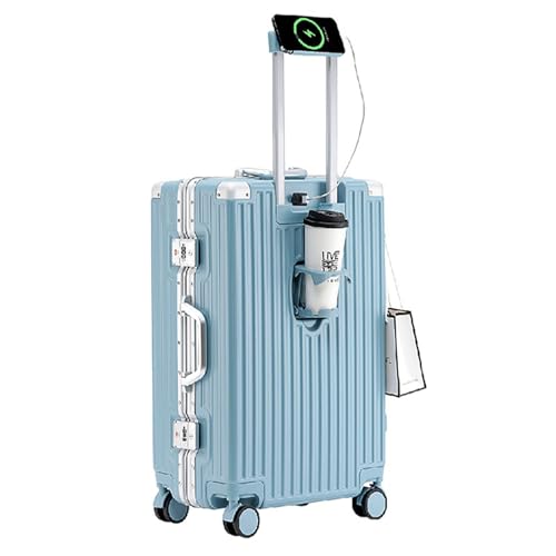 HYPIQQ Hartschalen-Koffer Mit 360° Leichtlauf-Rollen Hartschalen-Koffer Trolley Rollkoffer Handgepäck Teleskopgriff, TSA, 4 Rollen,Blau,20Zoll von HYPIQQ