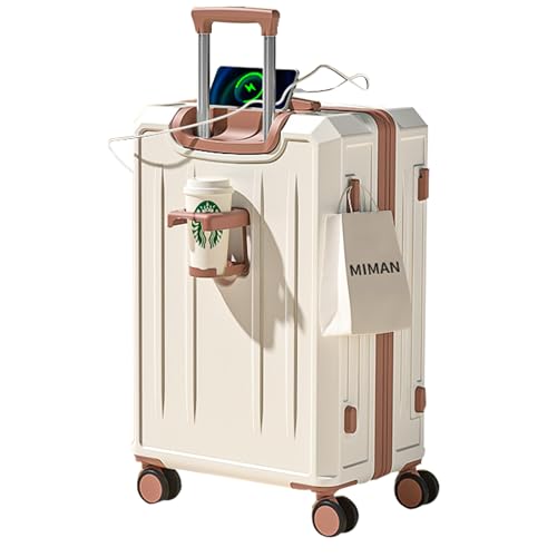 HYPIQQ Koffer Leicht Groß Hartschalenkoffer Ultraleicht- Koffer 4 Rollen Handgepäck Koffer Leicht Trolley Mädchen Koffer Handgepäckskoffer,Braun,22Zoll von HYPIQQ